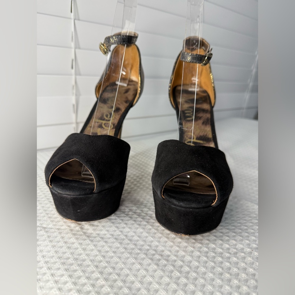 Sam Edelman Black Peep-Toe Women Heels Size 8
